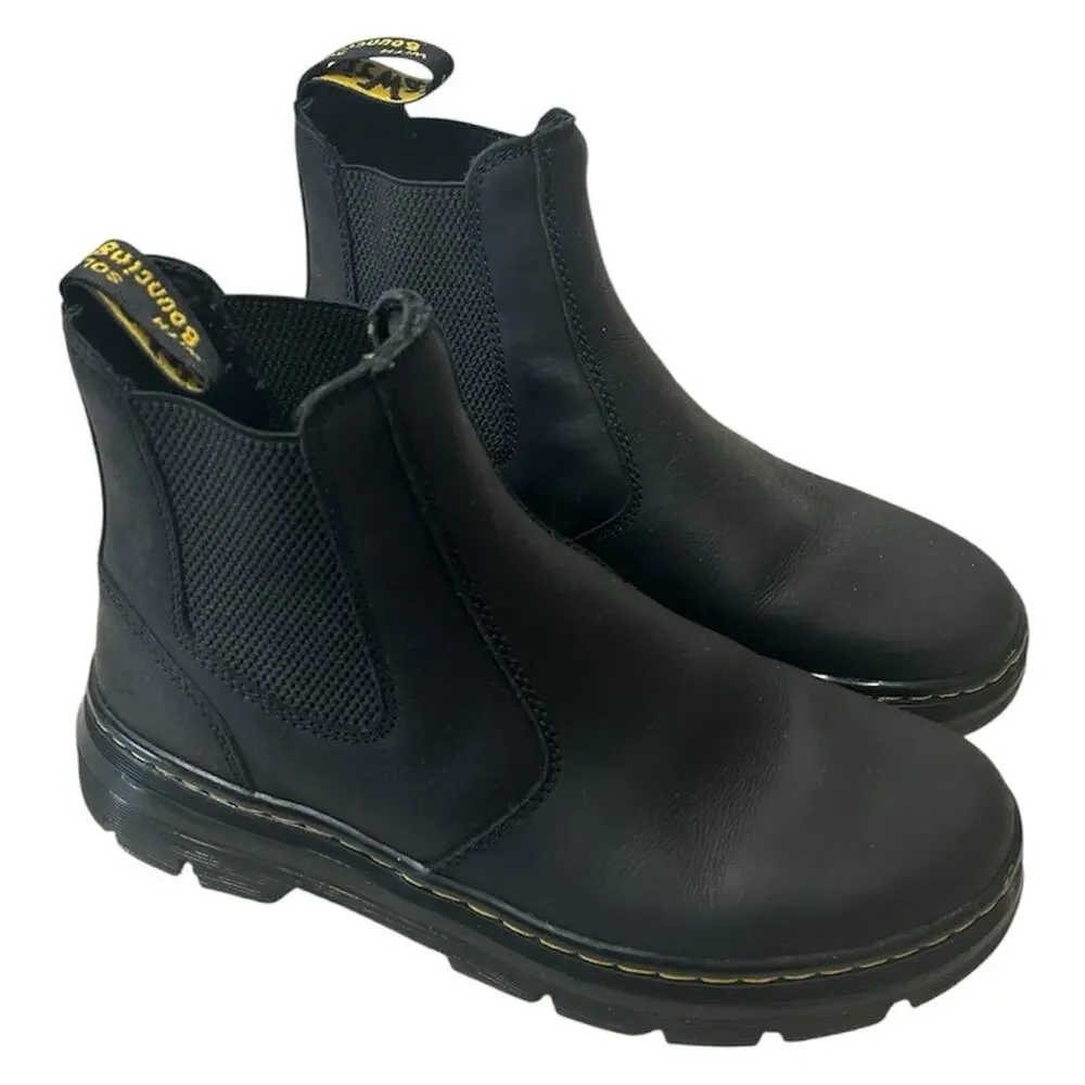 Dr. Martens Embiry  Black Chelsea Combat Boots with Yellow Stitching. Men’s  8
